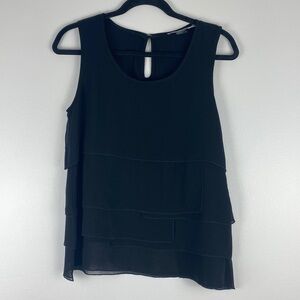 Wom&Now Barcelona Black Tank Top Small Layered Made in Spain